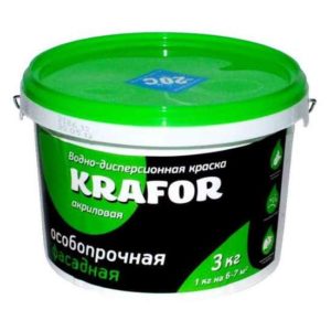 Краска водно-дисперсионная фасадная 3кг KRAFOR