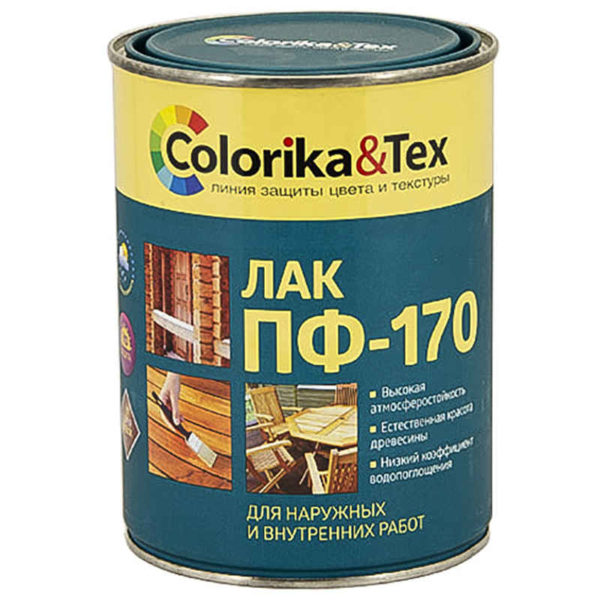 Лак ПФ-170 глянцевый 0,8л Colorika&Tex