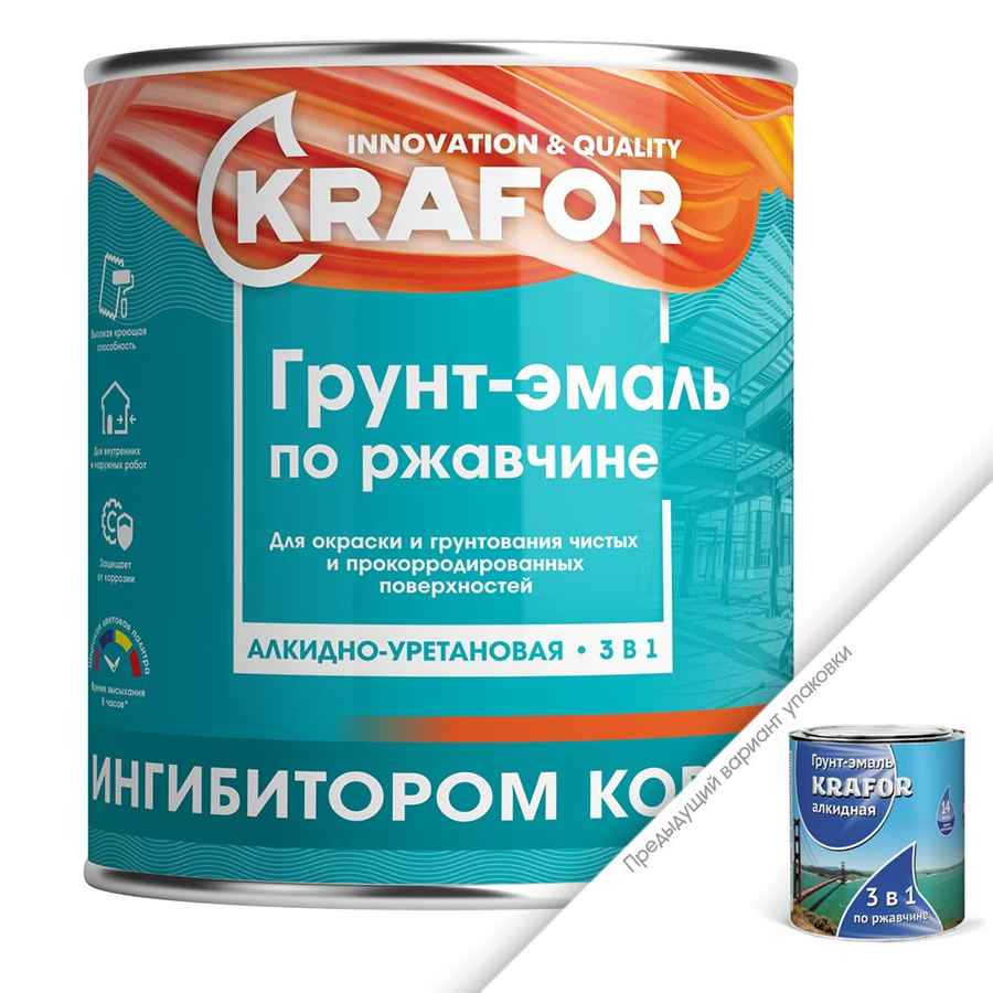 Грунт-эмаль по ржавчине 1,9кг серая КRAFOR 3в1 Грунт-эмаль по ржавчине 1,9кг серая КRAFOR 3в1