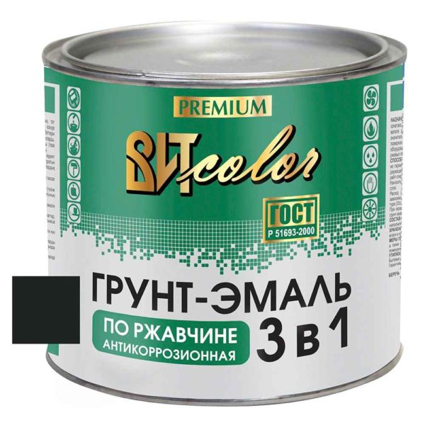 Грунт-эмаль 3 в 1 по ржавчине 1,8кг черная ВИТ color