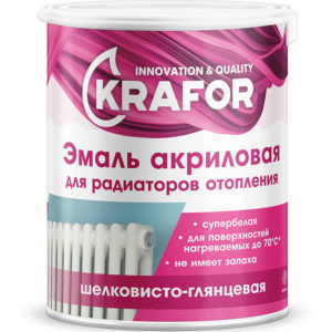 Эмаль акриловая для радиаторов 1кг супербелая, KRAFOR