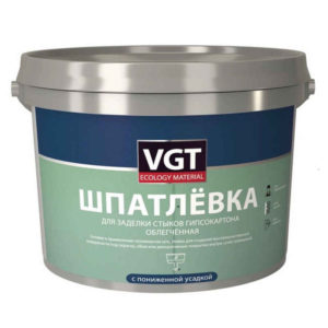 Шпатлевка облегченная для гипсокартона 3кг VGT