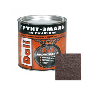 Грунт-эмаль по ржавчине 3 в 1 DALI 2л молотковая шоколад