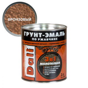 Грунт-эмаль по ржавчине 3 в 1 DALI 2л молотковая бронзовая