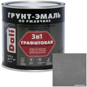 Грунт-эмаль по ржавчине 3 в 1 DALI 0,75л графитовая матовая серебристая Грунт-эмаль по ржавчине 3 в 1 DALI 0,75л графитовая матовая серебристая